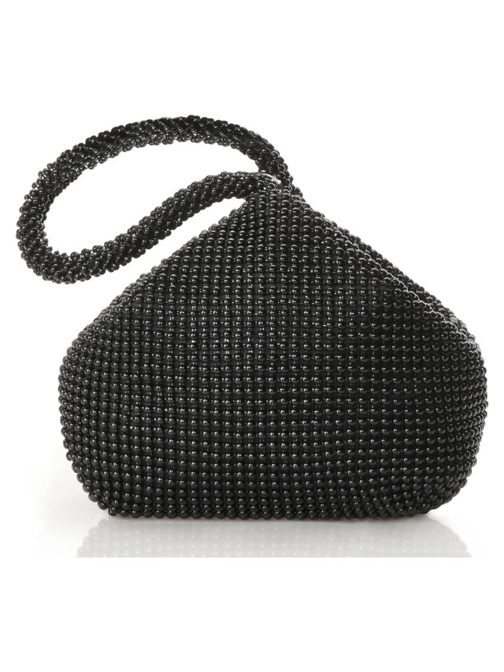 Beaded Triangle Evening Clutch Classy Wristlet Purse Satin Formal Bag